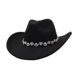 Western Ethnic Felt Cowboy Fedora Hat_Cwah04373