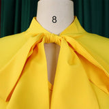 LOOSE CASUAL PLUS SIZE LOTUS LEAF SLEEVE TIE DRESS_CWDSD6063