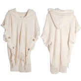 Women Poncho Sweater Cozy Cape With Hood
