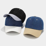 Trendy Soft Brim Baseball Cap Denim Patchwork Hat Cwah2025
