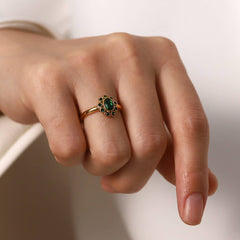 SUNFLOWER VERSATILE STAINLESS STEEL RING_CWAJE1390