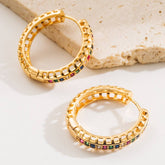 SPARKLING HOOP EARRINGS GOLD TONE LUXURY STYLE_CWMM8533
