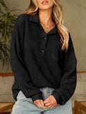 Pure color turn-over collar knitted sweater