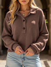 Pure color turn-over collar knitted sweater