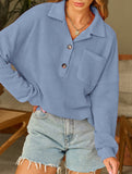 Pure color turn-over collar knitted sweater