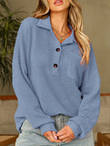 Pure color turn-over collar knitted sweater