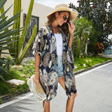 PEACOCK IN FULL BLOOM PRINT FRONT OPEN KIMONO_CWASC0800