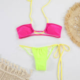 SEXY FLUORESCENT BIKINI NYLON TIE FRONT SWIMWEAR_CWMW0252