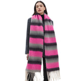 CHUNKY FRINGE STRIPE SCARF WINTER YARN WRAP_CWASC0877