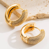 U-Shaped Starry Hoop Earrings Gold-Plated Brass_Cwmm8535