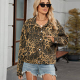 Wild And Versatile Leopard Print Denim Jacket