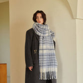 COLORBLOCK PLAID WOOL BLEND SCARF UNISEX WRAP_CWASC2300