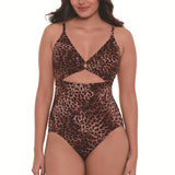 LEOPARD PRINT SLIM CUT OUT BIKINI SWIMSUIT_CWMW0620