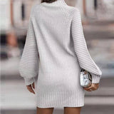 Turtleneck Sweater Women Long-Sleeved Knit Dress