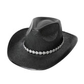 GLITTER WESTERN COWBOY HAT WITH RHINESTONE STRIP_CWAH3646