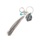 BOHEMIAN ALLOY LEAF TURQUOISE KEYCHAIN_CWMM6867
