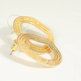 Unique Copper Circle Chain Hoop Stud Earrings