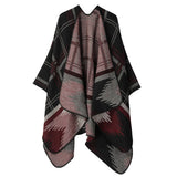 DOUBLE SIDED PLAID FAUX CASHMERE SHAWL CAPE_CWASC2135