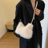 Winter Faux Fox Fur Single Shoulder Plush Bag_Cwab3943