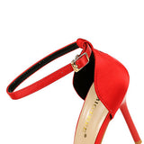 Women Retro Rhinestone Hollow Strap High Heels
