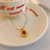 BROWN PENDANT NICHE RETRO NECKLACE_CWAJE2378
