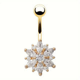 Zircon Flower Belly Button Ring Piercing_Cwmm9457