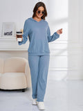 Waffle Two-Piece Loungewear With Long Sleeves