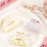 FLORAL BUTTERFLY HAIR CLAW CREAM PRINT CLIP_CWAHA2829