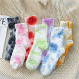 Women Padded Tie-Dyed Coral Velvet Socks_Cwms0346