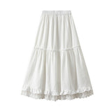 LACE HEM MIDI SKIRT A LINE SKIRT_CWBMS0311
