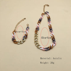 FASHION SPLICING ACRYLIC NECKLACE BRACELET SET_CWMM4917