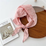 LACE TRIM COTTON LINEN FLORAL TRIANGLE SCARF_CWASC0850