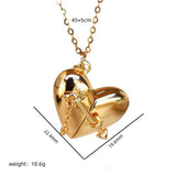 OPEN AND CLOSE HEART PENDANT CLAVICLE NECKLACE_CWMM3904