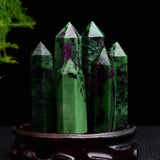 NATURAL RUBY ZOISITE HEX CRYSTAL TOWER_CWMM8134