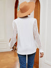 Cwtbll2401_V-Neck Lace Stitching Long-Sleeved Casual Top