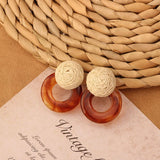 NEW VINTAGE SIMIAN GRASS VINE WOVEN EARRINGS_CWAJE4011