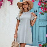 Solid Color Short-Sleeved Knit Dress