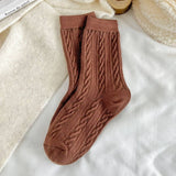 SOLID COLOR RETRO TWISTED DIAMOND WARM PILE SOCKS_CWMS1063