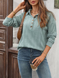 Solid-Color Lapel Loose Long-Sleeved Sweatshirt