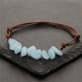 Cwaje3873_Bohemian Gravel Leather Cord Braided Bracelet