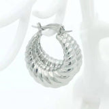 Vintage Stainless Steel Hollow Hoop Earrings