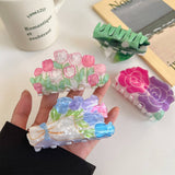Tulip Lily Rose Hair Claw, Acrylic Flower Clip