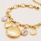 SWEET 18K GOLD PEARL ANGEL HEART PHOTO BRACELET_CWAJE4807