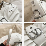 Fashionable Pleated Studded Shoulder Bag_Cwab1578