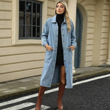 Washed Denim Casual Long Coat Top
