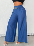 Stylish Retro High-Waisted Slacks With Wide Legs
