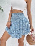 Tailored Floral Double-Layer Short Skirt