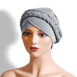 Two Milk Silk Solid Color Braided Headscarf Hat_Cwasc2425