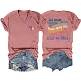 V-Neck And Fun Letters Elegant Womens T-Shirt