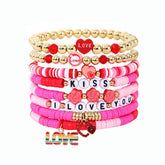 SWEET POLYMER CLAY LOVE PENDANT BRACELET SET_CWMM3523